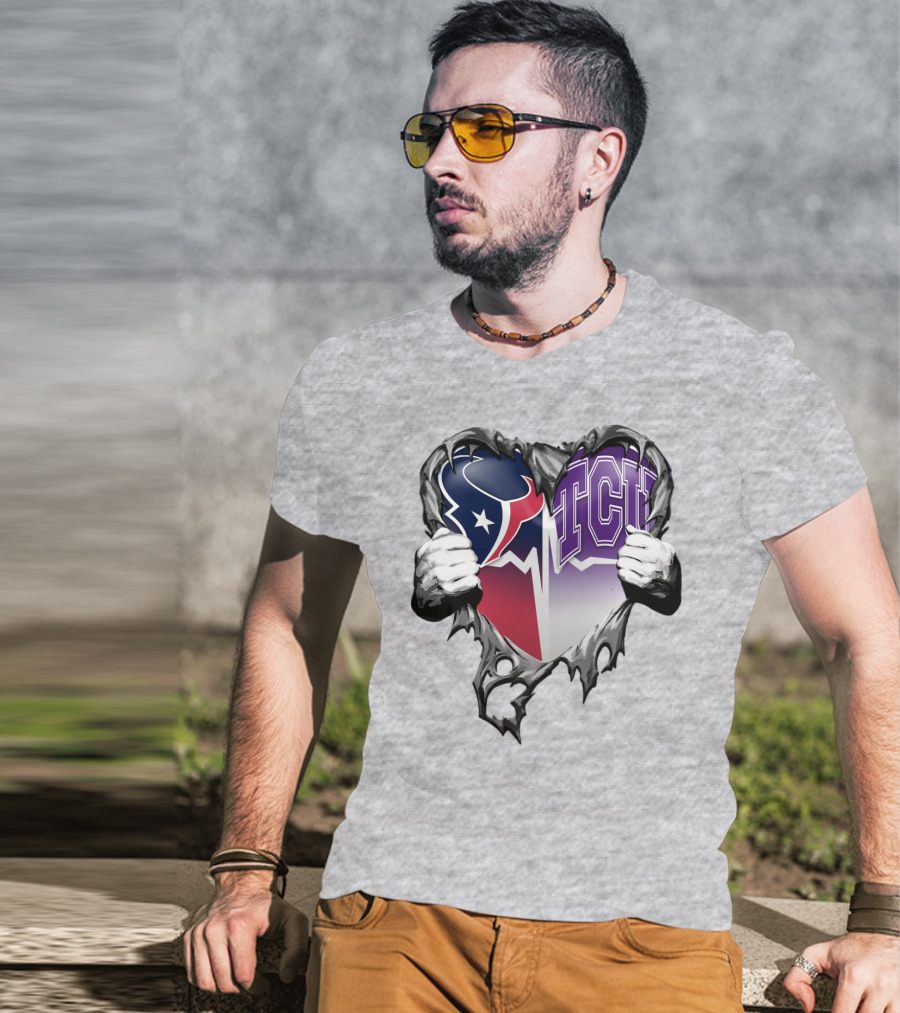 Houston Texans Tcu Horned Frogs Heart T-Shirt