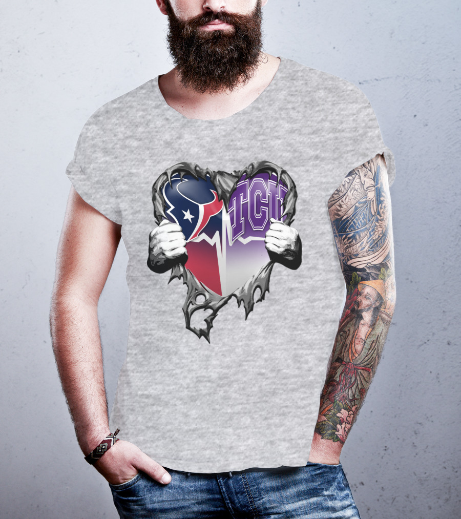 Houston Texans Tcu Horned Frogs Heart T-Shirt