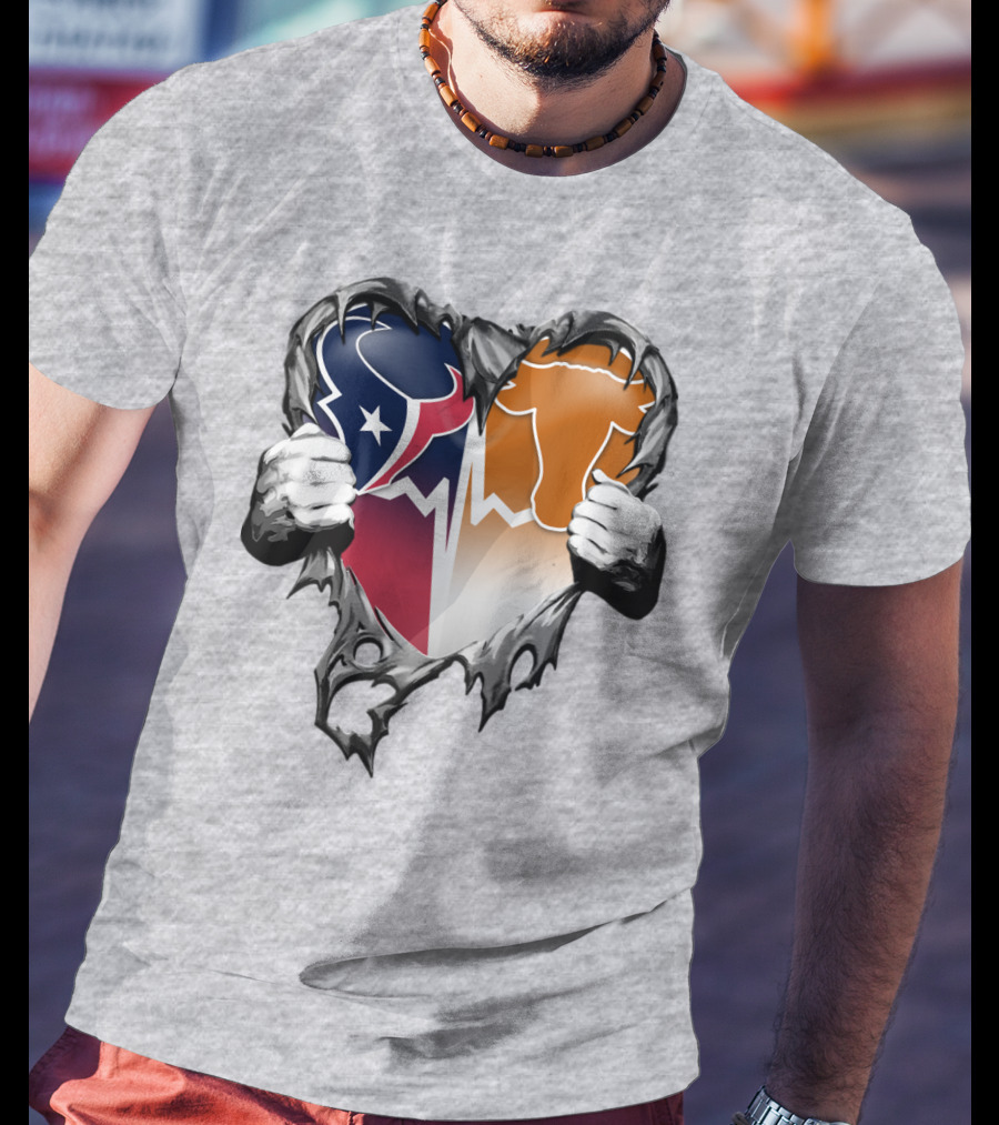 Houston Texans Dallas Cowboys Split Heart T-Shirt