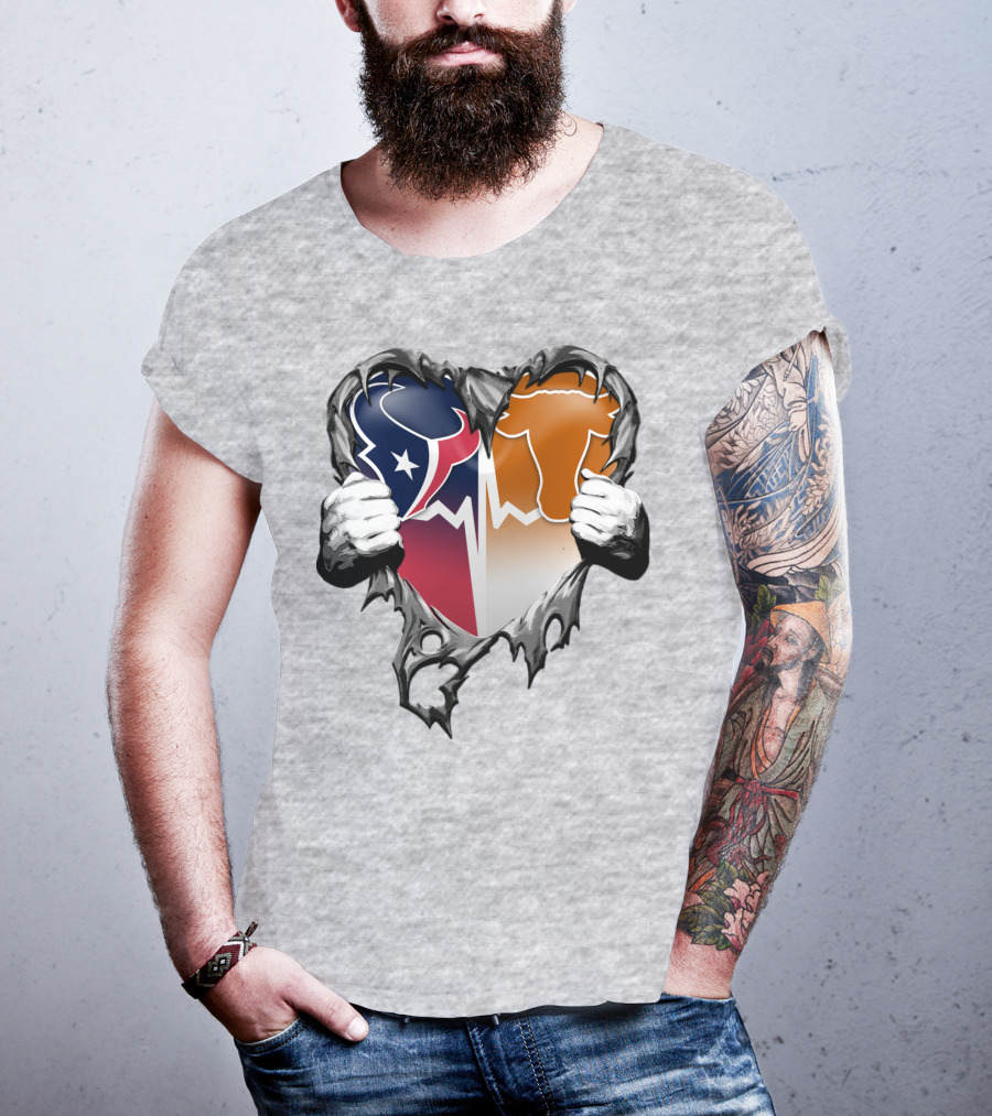 Houston Texans Dallas Cowboys Split Heart T-Shirt