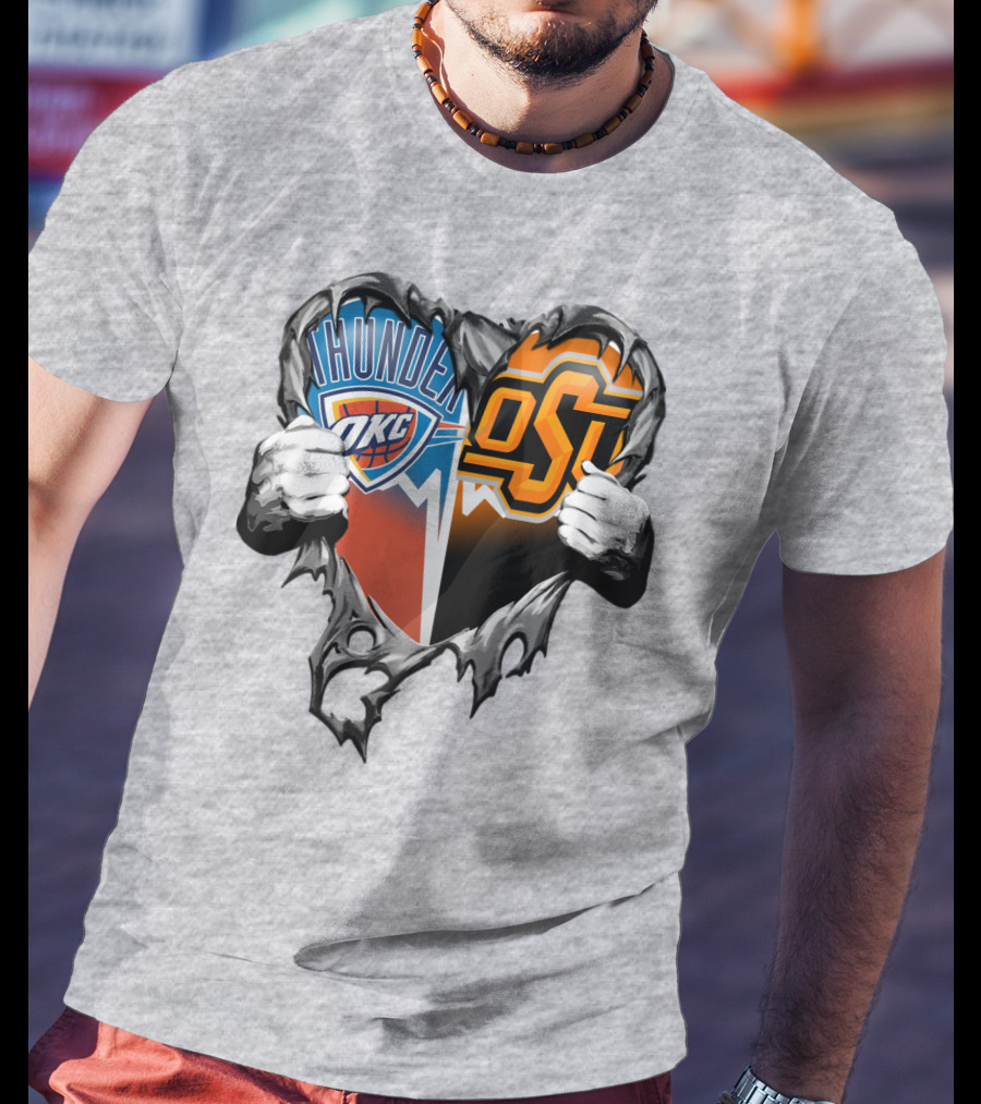 Okc Thunder Osu Cowboys Heart T-Shirt