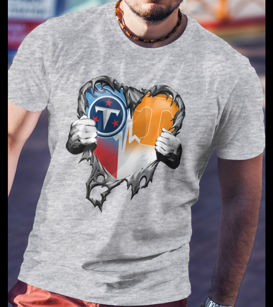 Tennessee Titans And Volunteers Heart T-Shirt
