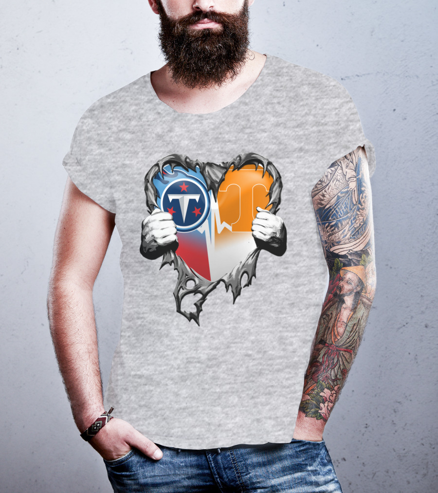 Tennessee Titans And Volunteers Heart T-Shirt
