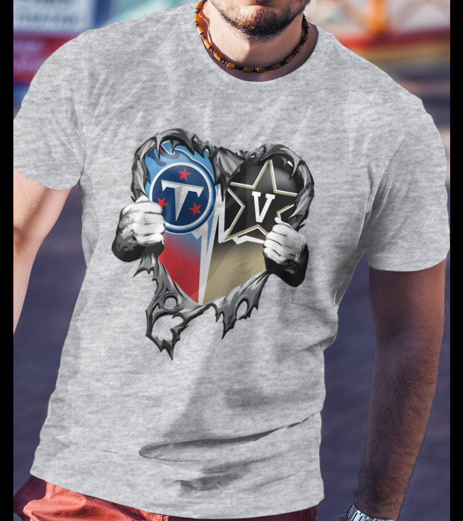 Tennessee Titans And Vanderbilt Commodores Heart T-Shirt