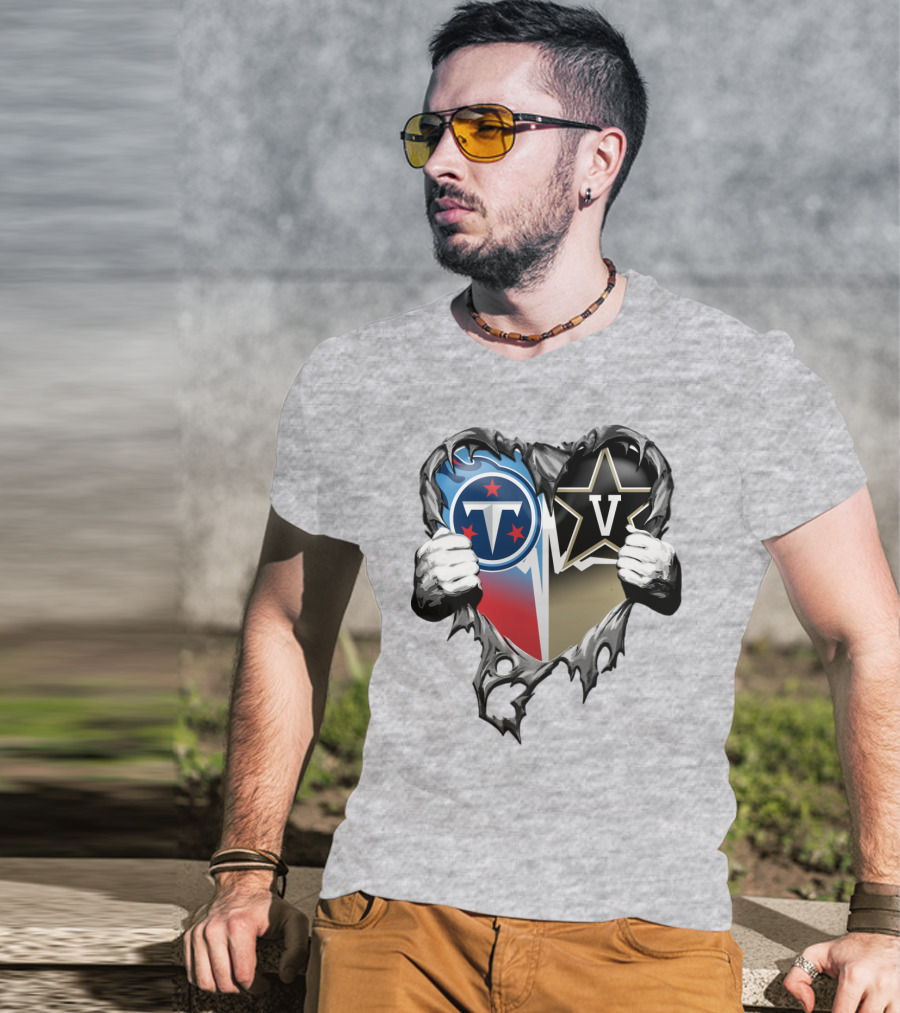 Tennessee Titans And Vanderbilt Commodores Heart T-Shirt