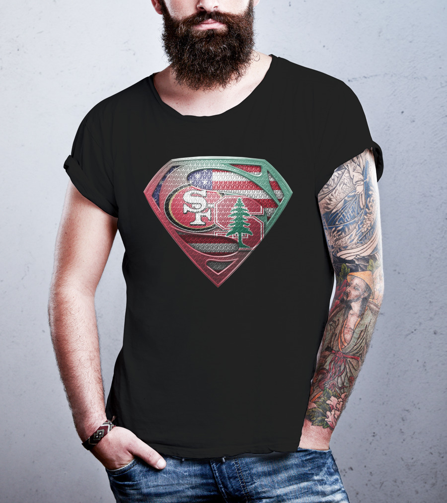 Sf Logo American Flag Superman Shield With Tree T-Shirt