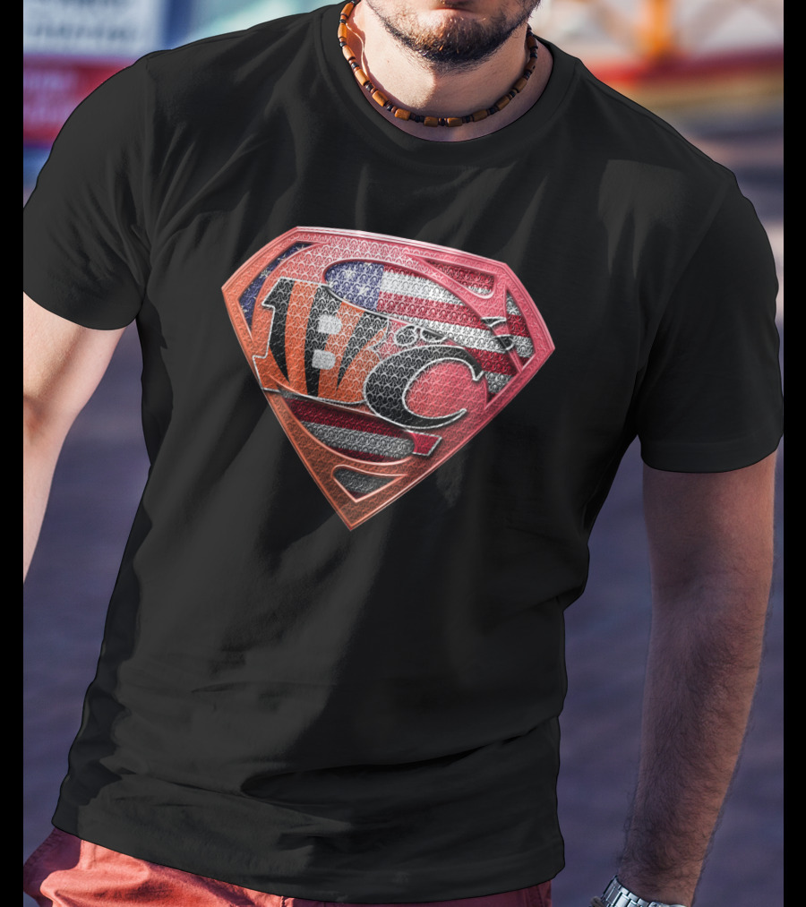 Nfl Afc Superman Shield With American Flag And Superhero T-Shirt