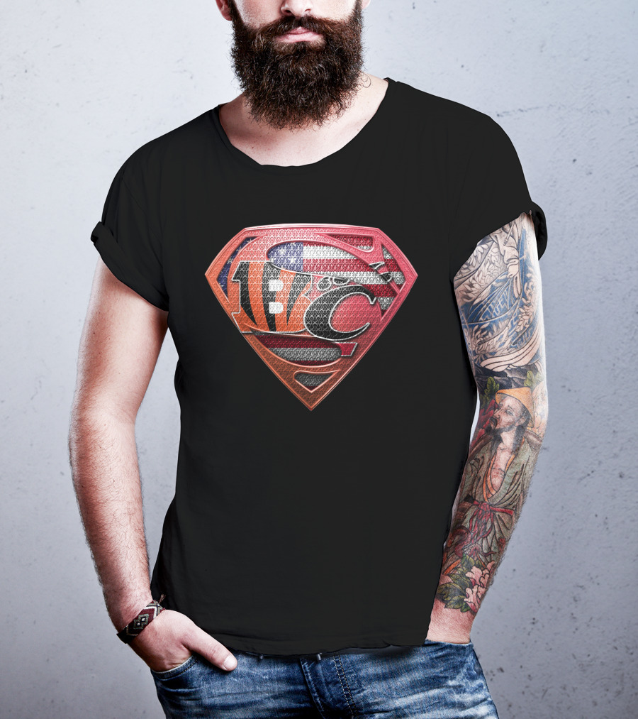 Nfl Afc Superman Shield With American Flag And Superhero T-Shirt