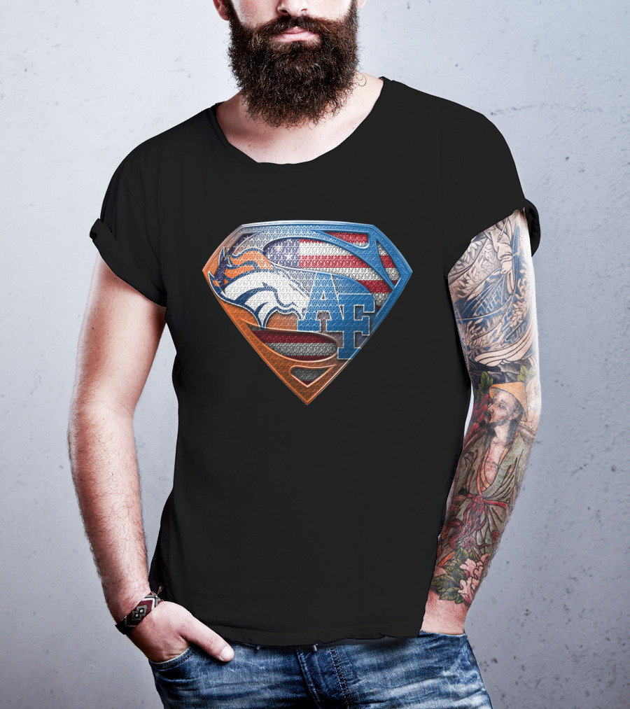 Denver Broncos Air Force Usa Flag Shield T-Shirt
