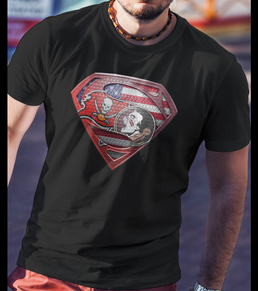 Superman Tampa Bay Buccaneers American Flag T-Shirt