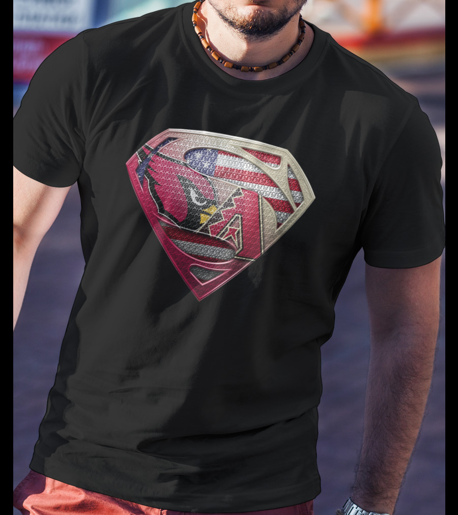 Arizona Cardinals Superman Logo American Flag T-Shirt