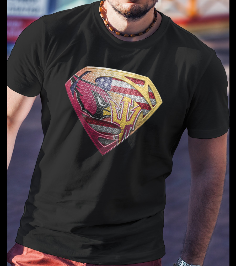 Arizona Cardinals Sun Devils Superman Usa Flag T-Shirt