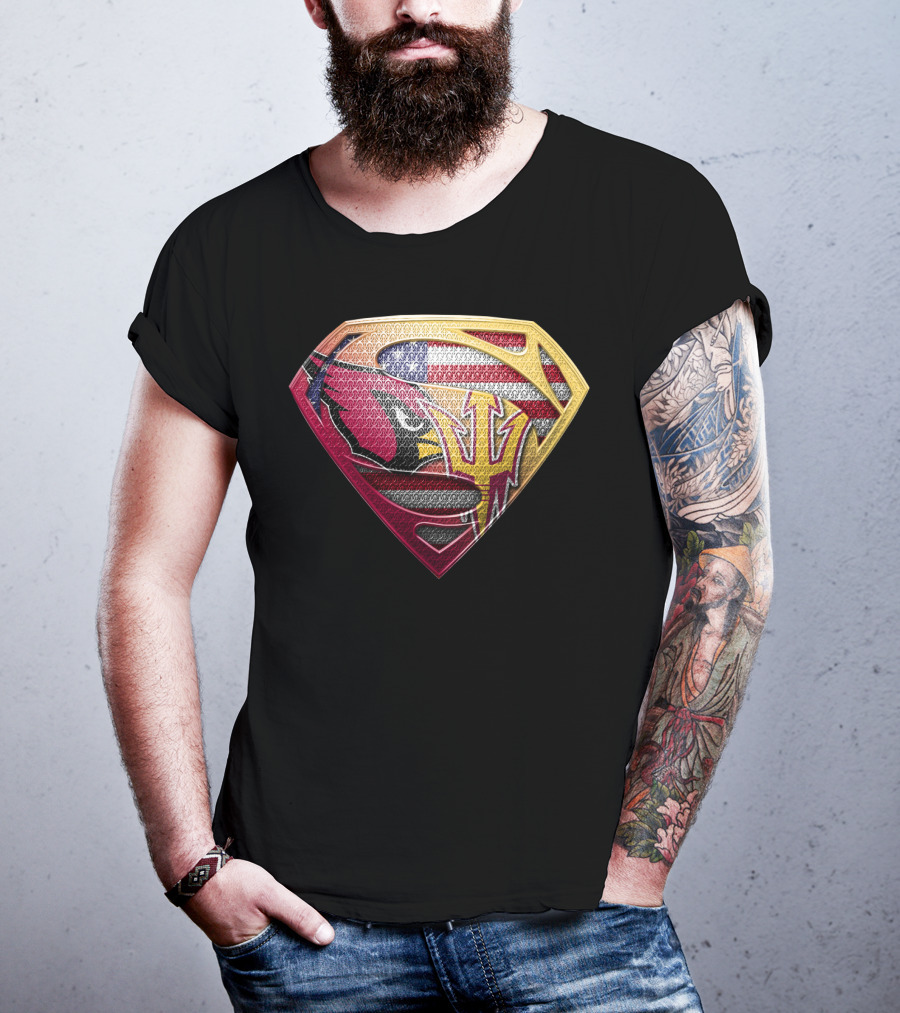 Arizona Cardinals Sun Devils Superman Usa Flag T-Shirt