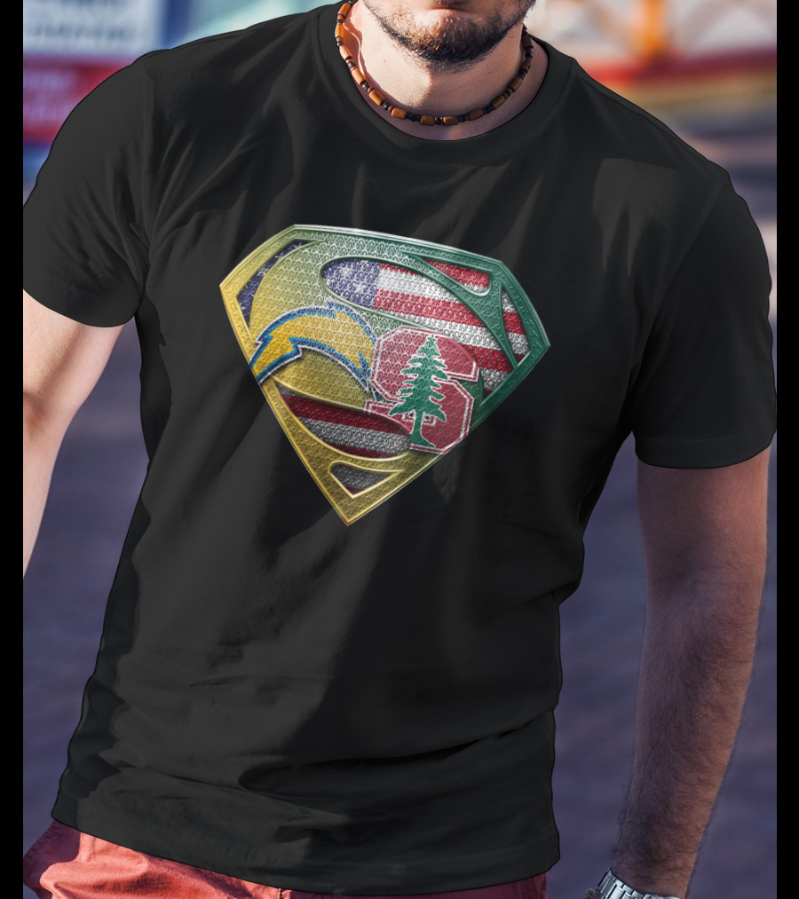 San Diego Chargers Superman Stanford Tree American Flag Combination T-Shirt