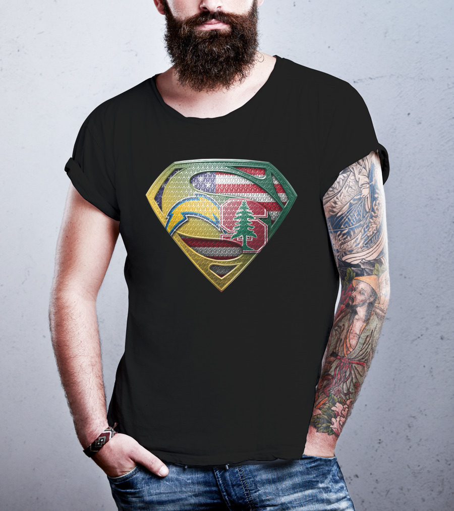 San Diego Chargers Superman Stanford Tree American Flag Combination T-Shirt