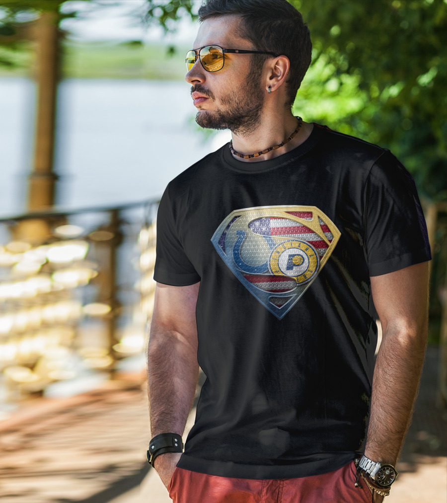 Indianapolis Colts Superman Logo American Flag T-Shirt