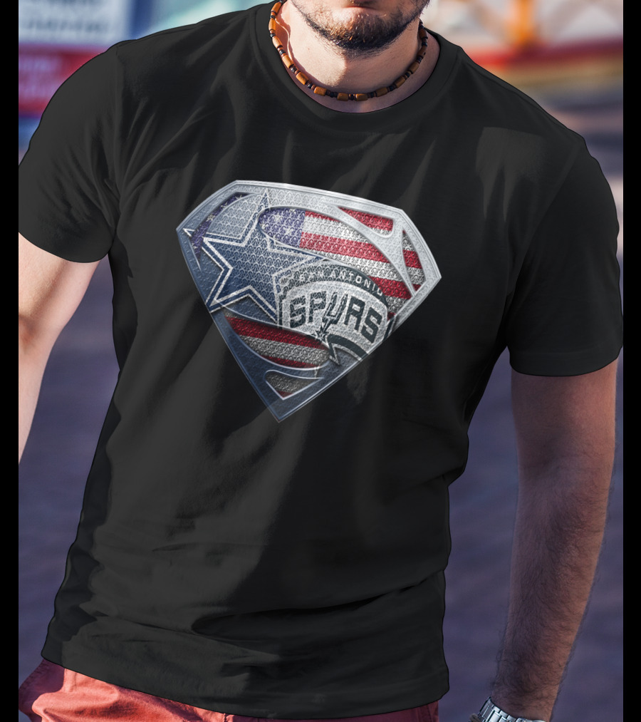 San Antonio Spurs American Flag Superman Shield T-Shirt