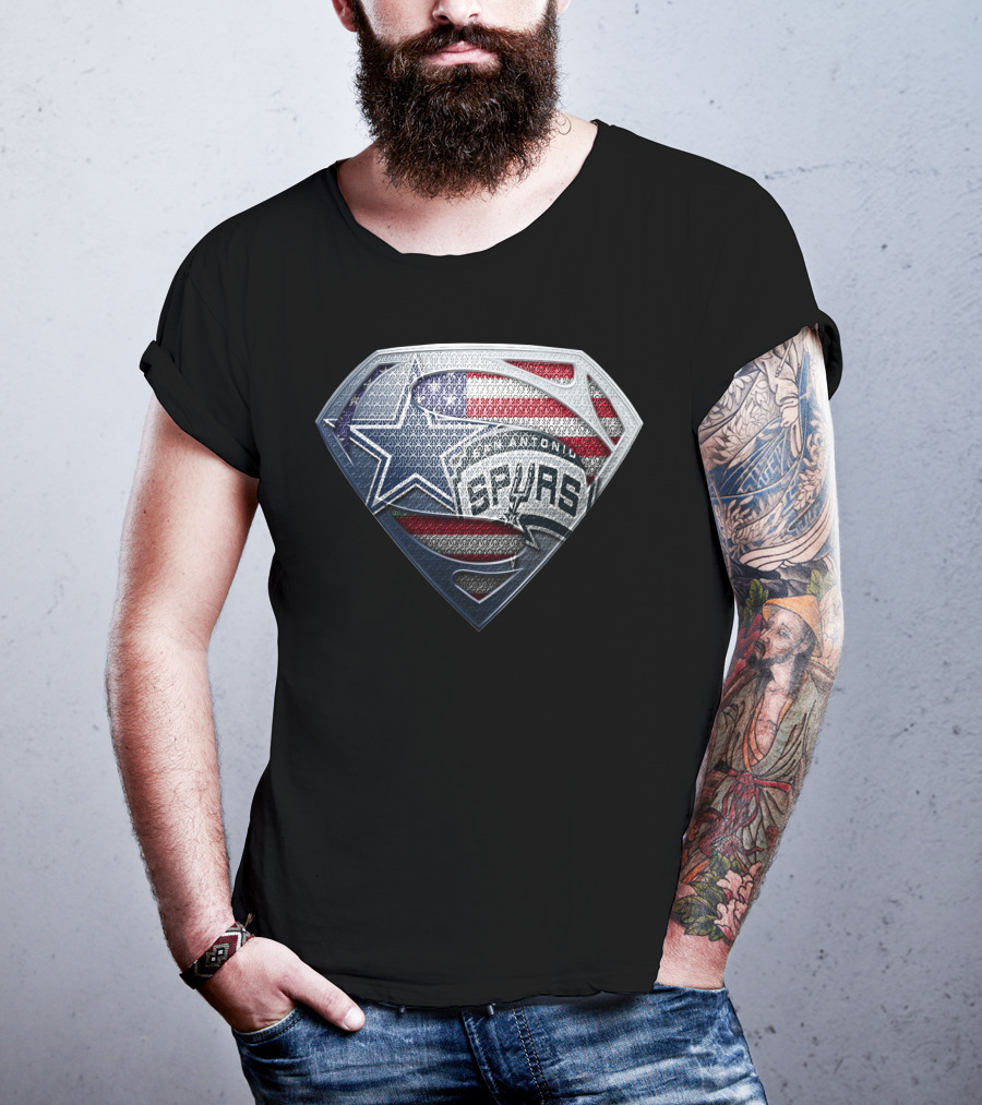 San Antonio Spurs American Flag Superman Shield T-Shirt