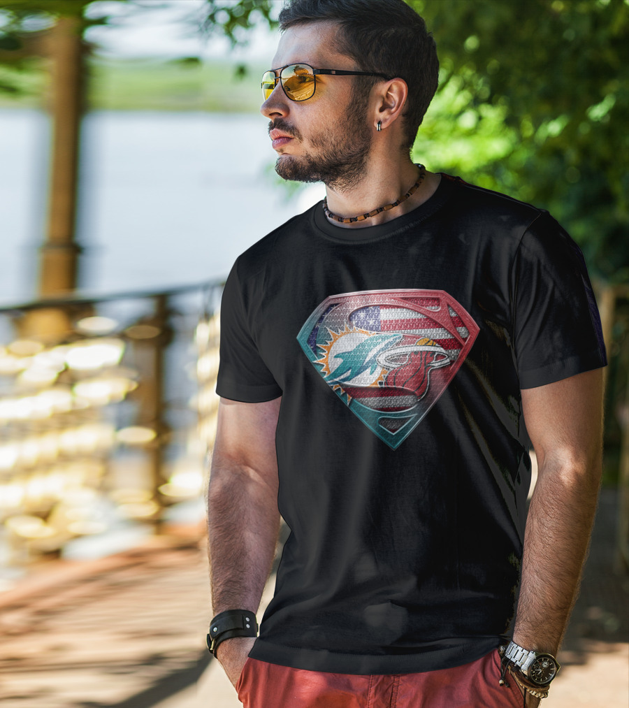 Superman Miami Dolphins American Flag T-Shirt