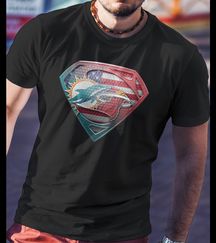 Superman Miami Dolphins American Flag T-Shirt