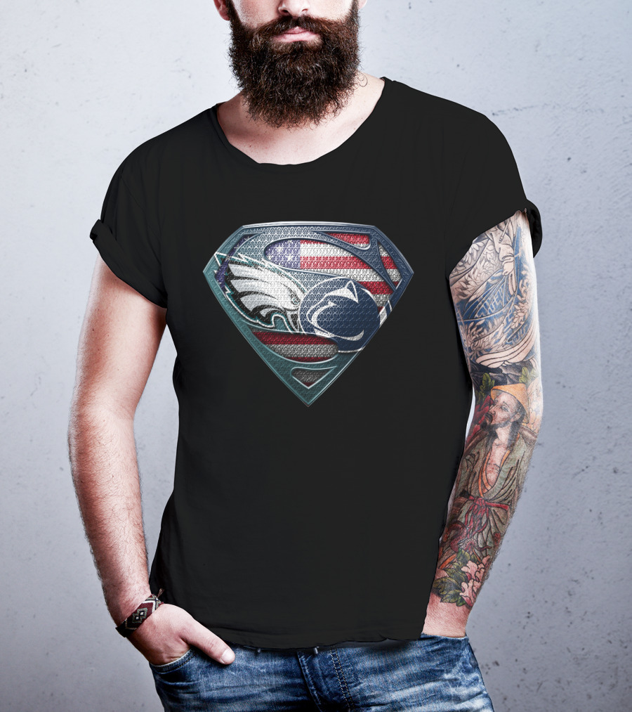 Superman Crest Philadelphia Eagles Penn State American Flag T-Shirt