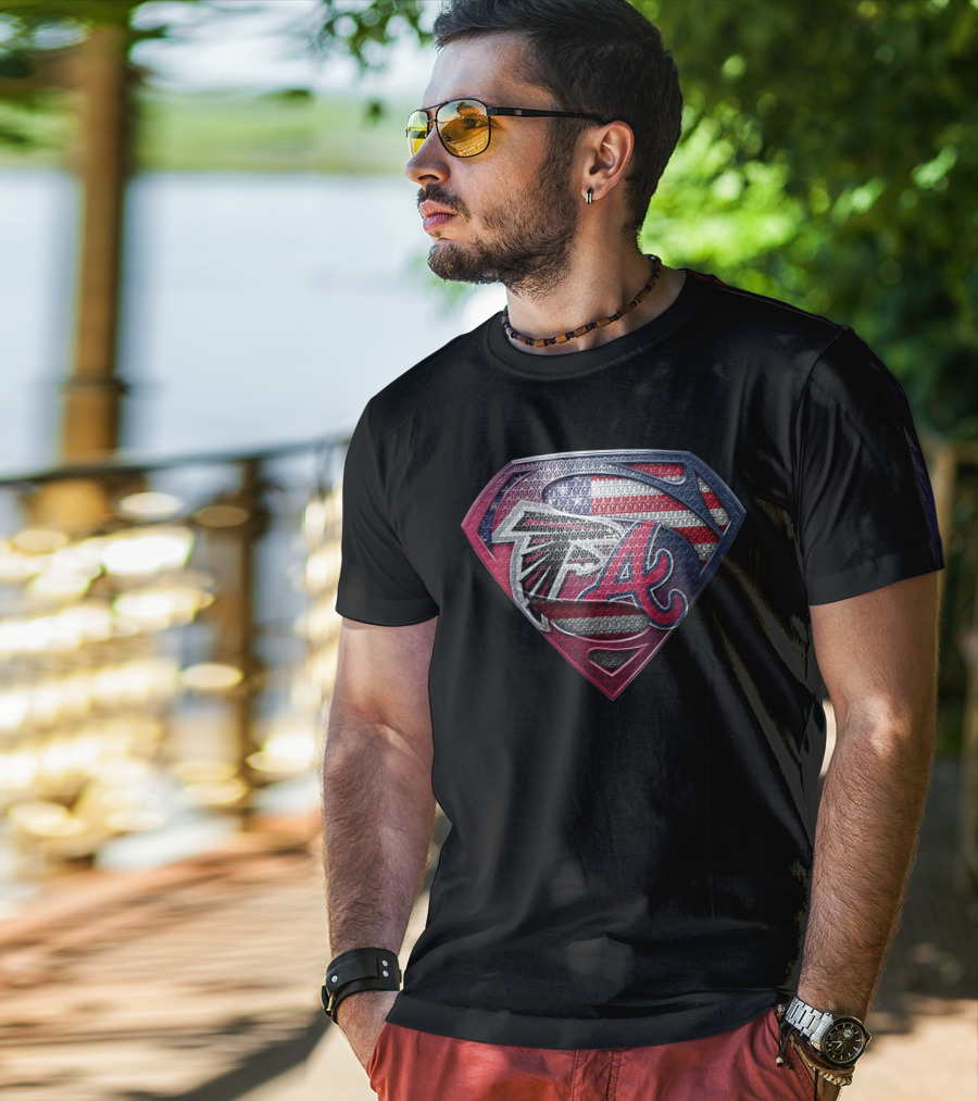 Falcons Braves American Flag Superman Logo Sspus059 T-Shirt