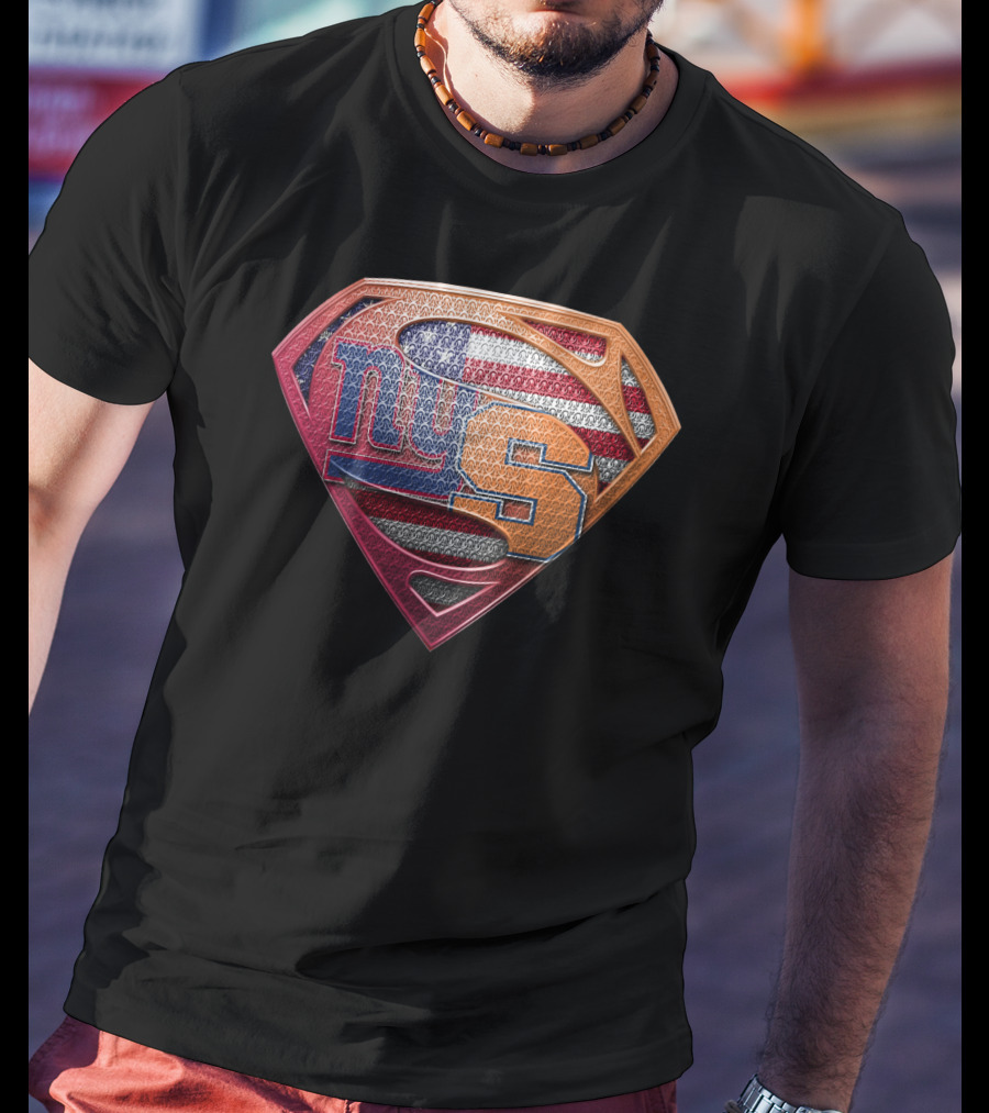 Superman Shield American Flag New York Giants Syracuse T-Shirt