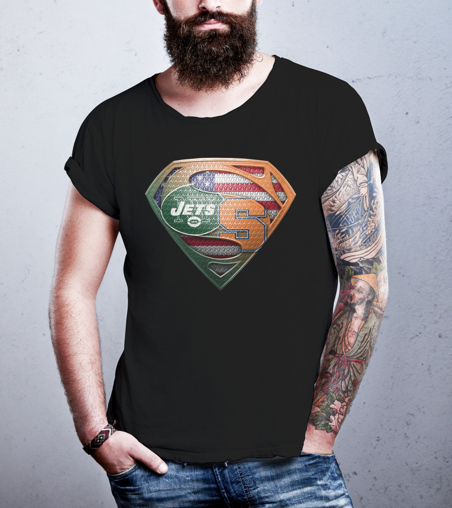 Jets Syracuse Superman Shield American Flag T-Shirt