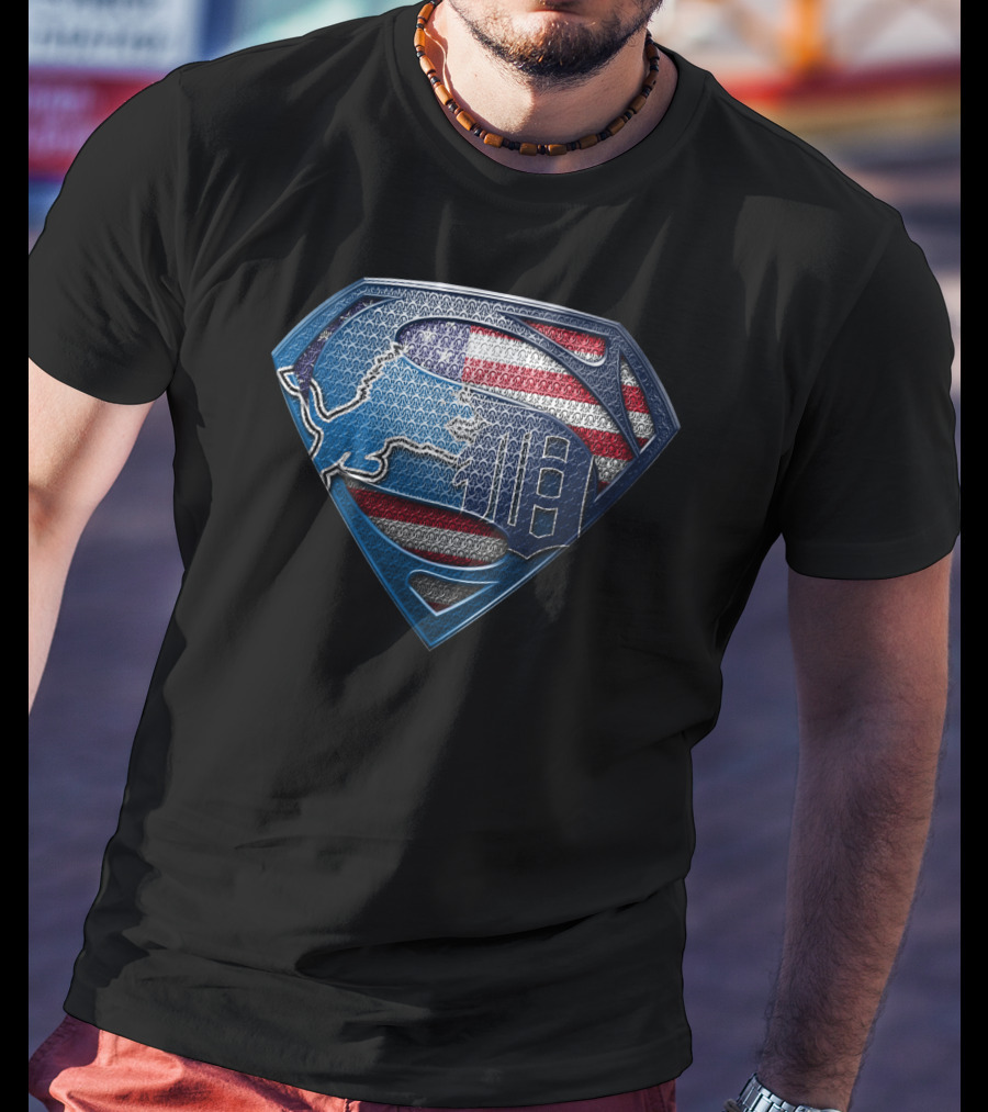 Detroit American Flag Superhero Symbol T-Shirt