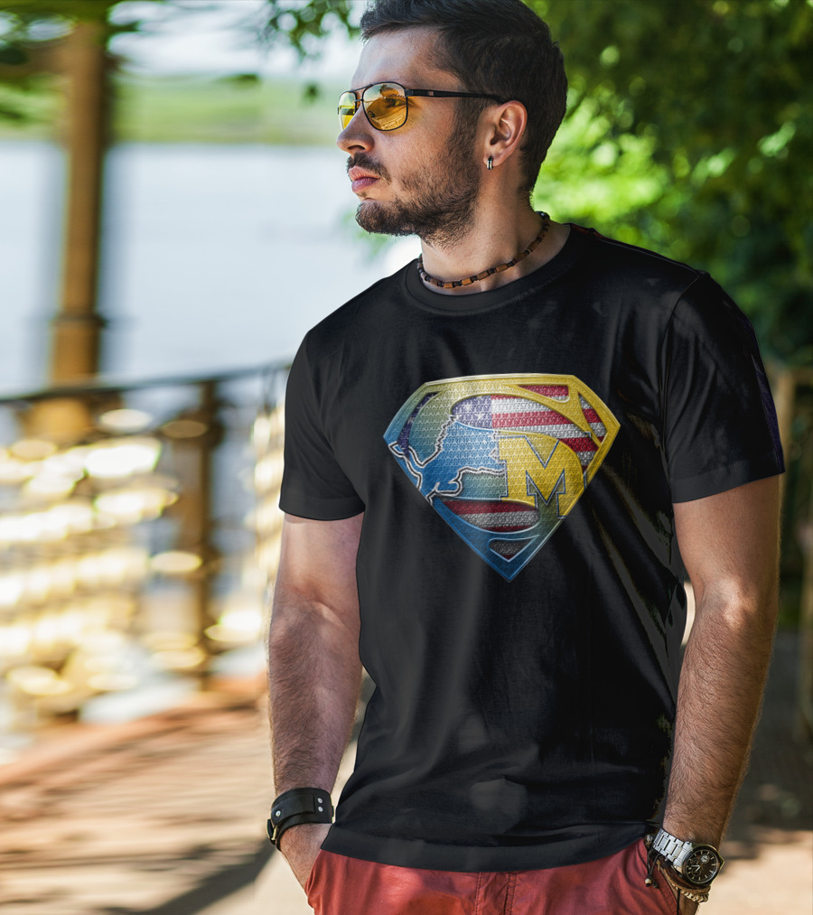 Superman Buffalo Michigan American Flag Logo Sspus077 T-Shirt