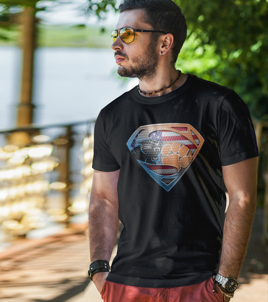 Superman Shield American Flag Carolina Panthers Clemson Tigers Paw T-Shirt