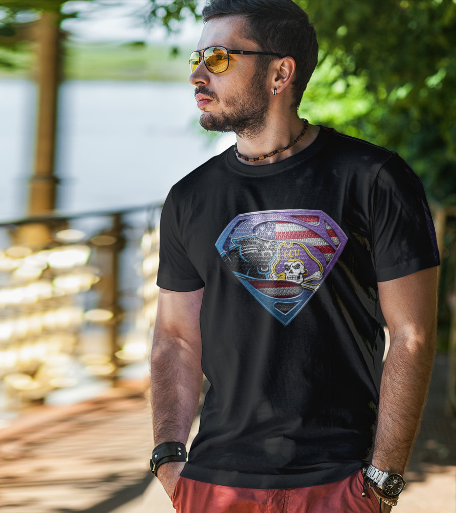 Carolina Panthers Ecu American Flag Shield T-Shirt