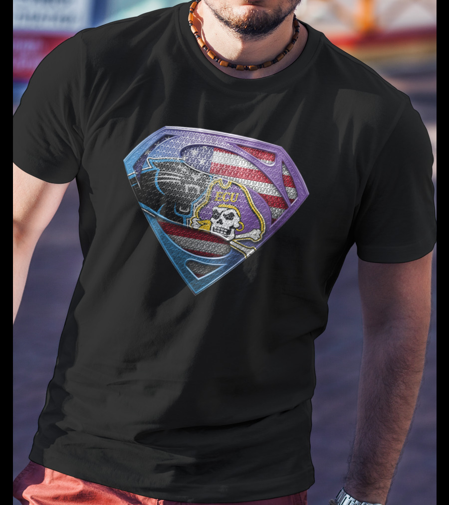 Carolina Panthers Ecu American Flag Shield T-Shirt