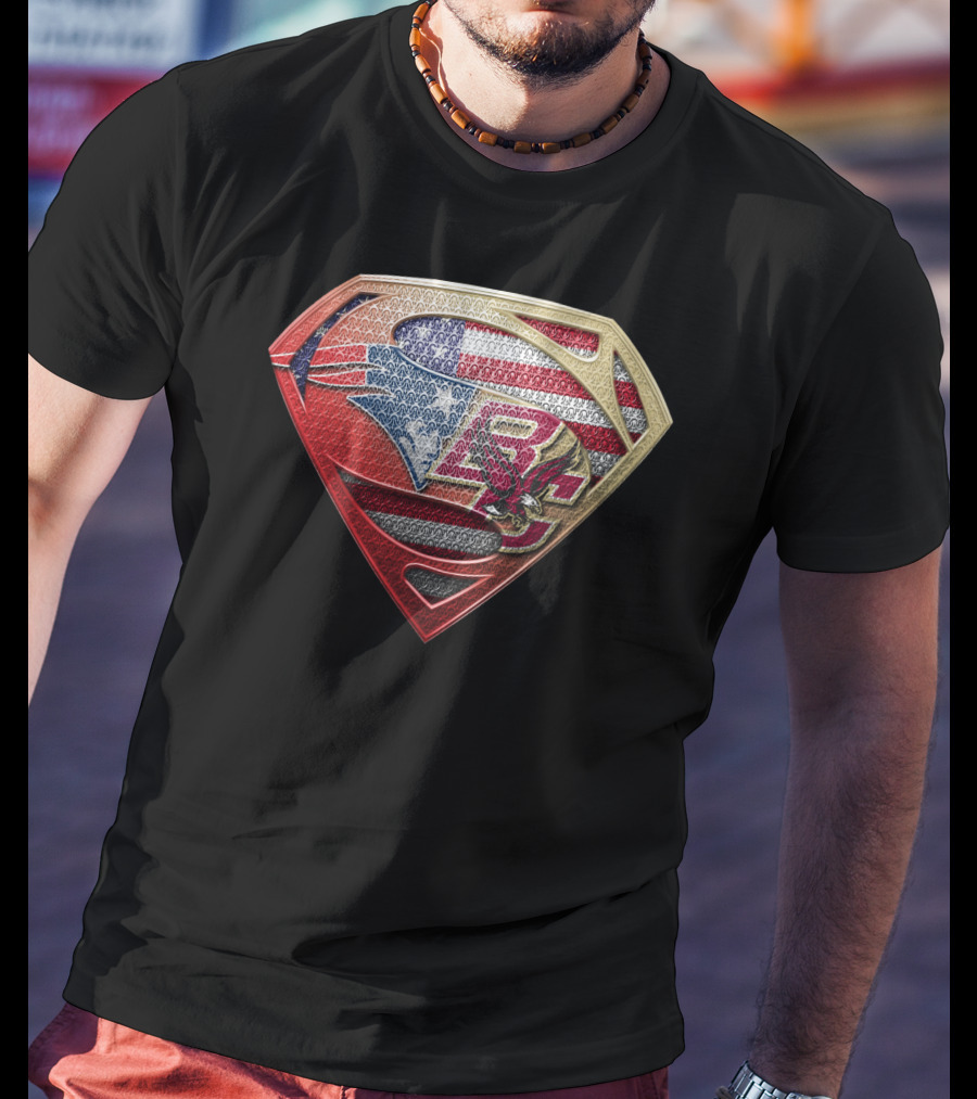 New England Patriots Superman S Shield Pride Usa Flag T-Shirt