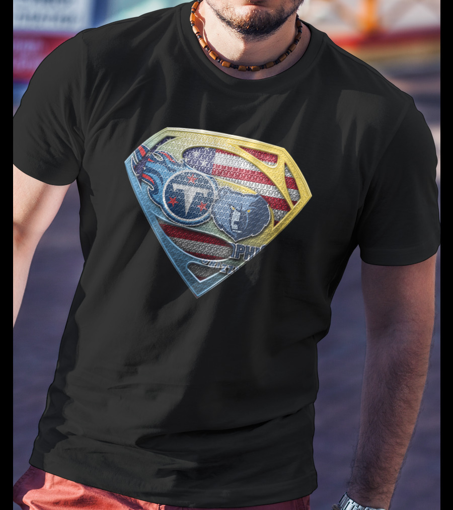 Superman Shield Tennessee Titans Logo Usa Flag T-Shirt