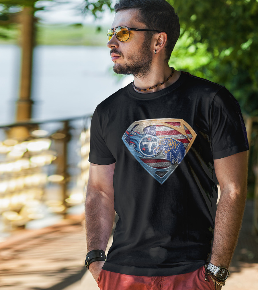 Superman Memphis Tigers American Flag T-Shirt