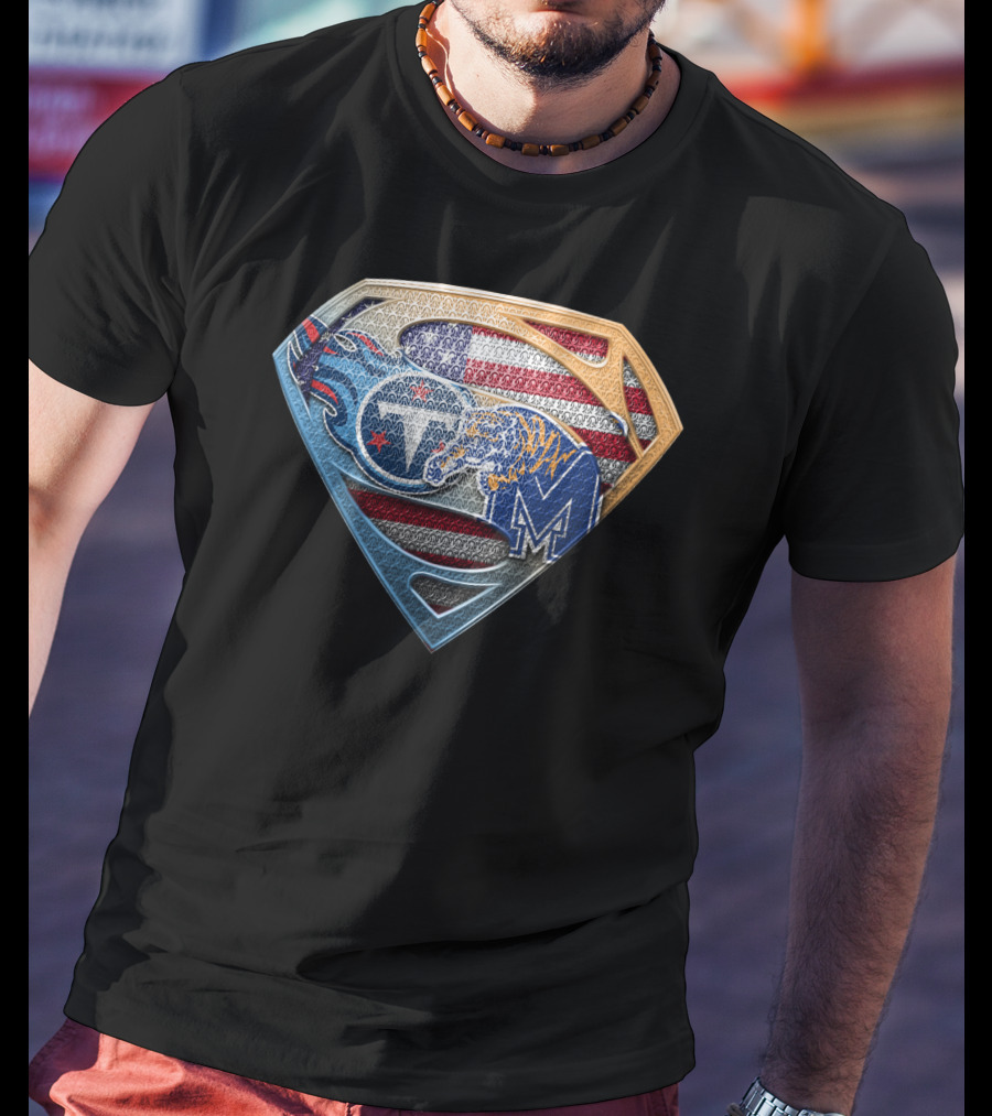 Superman Memphis Tigers American Flag T-Shirt