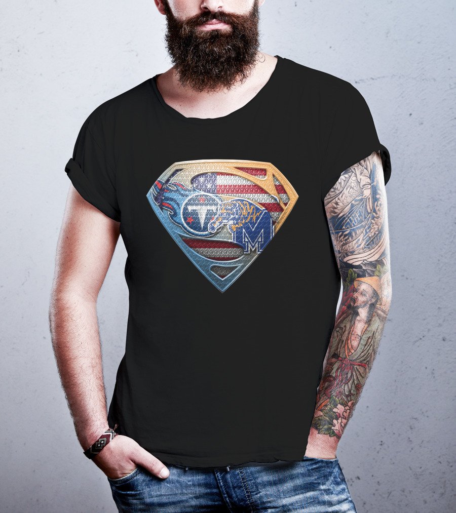 Superman Memphis Tigers American Flag T-Shirt