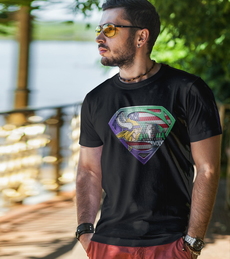 Minnesota Vikings Timberwolves Usa Superhero T-Shirt