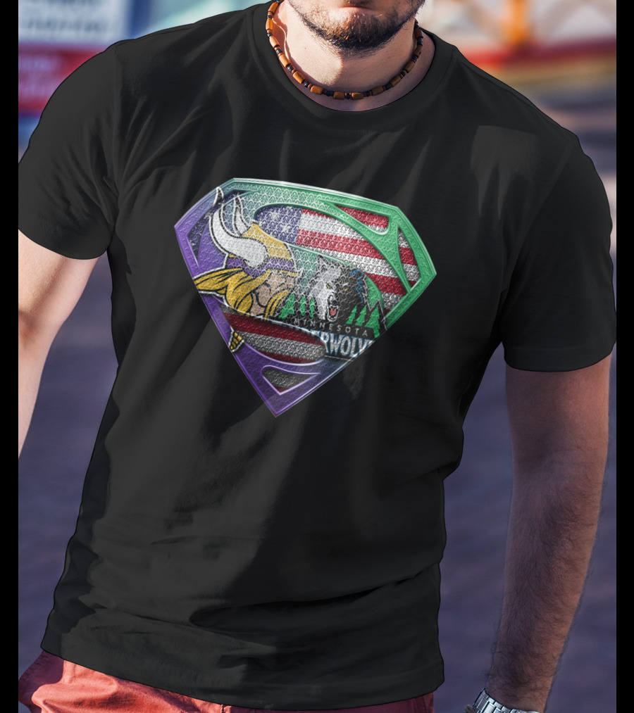 Minnesota Vikings Timberwolves Usa Superhero T-Shirt