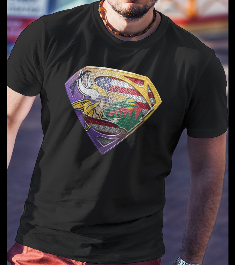 Vikings Wild Super Shield American Flag Fusion T-Shirt