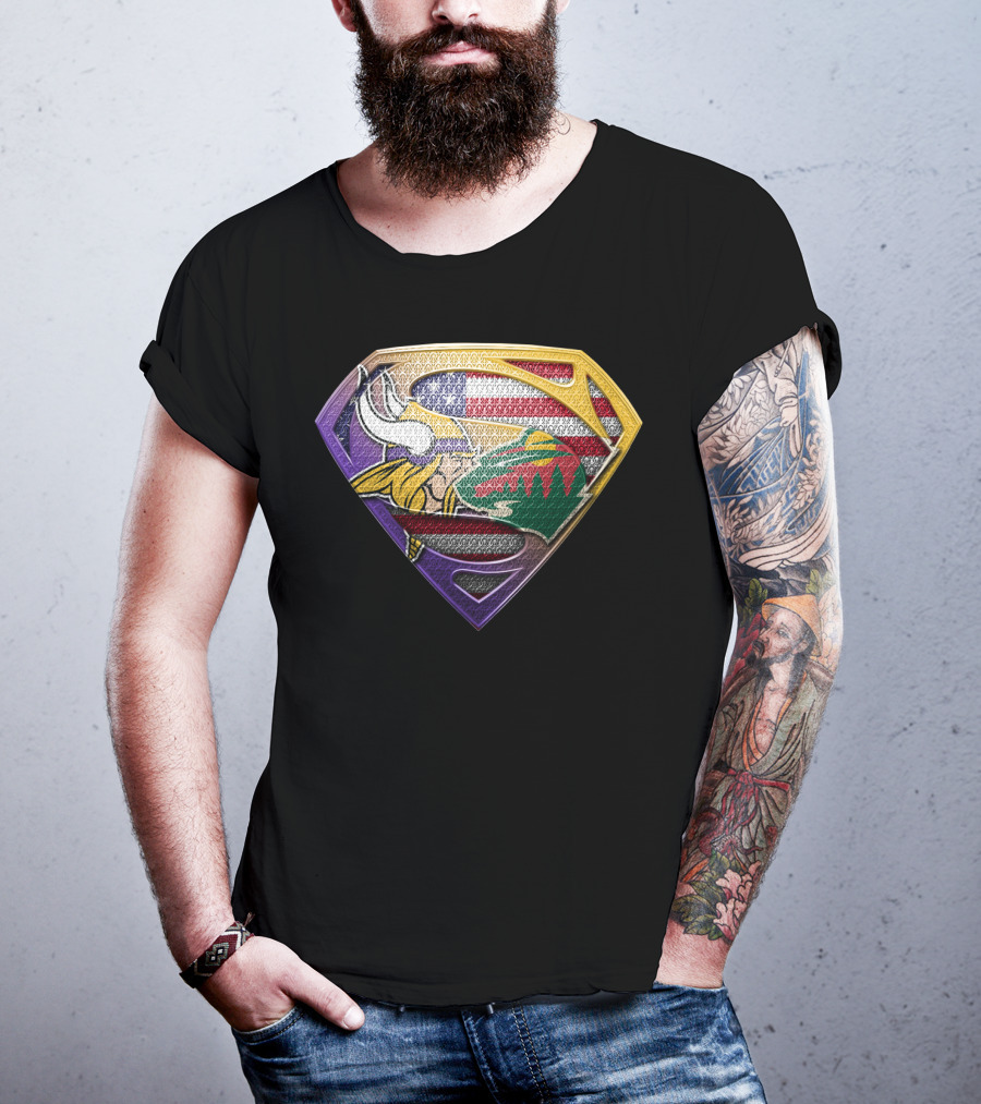 Vikings Wild Super Shield American Flag Fusion T-Shirt