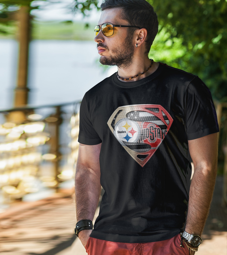 Steelers Ohio State Superman Logo Fusion T-Shirt