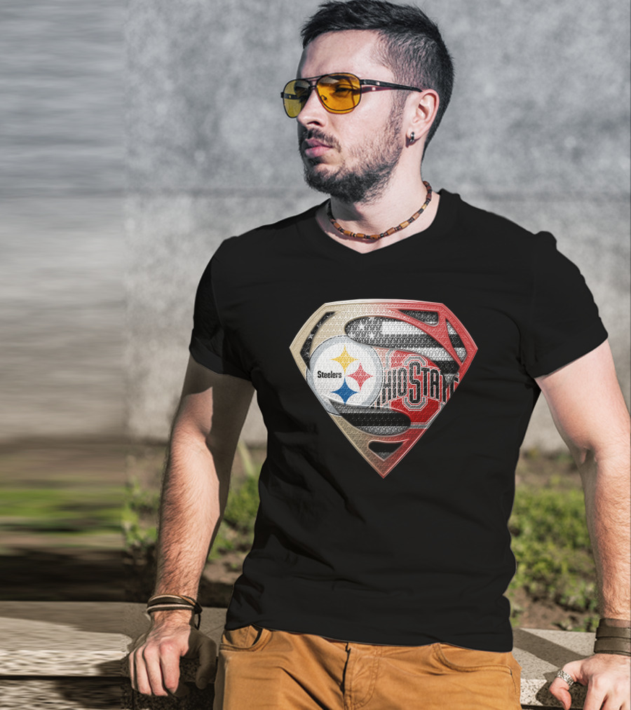 Steelers Ohio State Superman Logo Fusion T-Shirt
