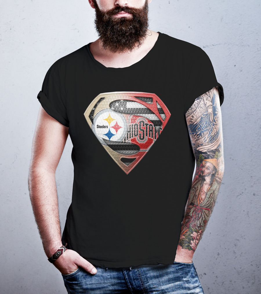 Steelers Ohio State Superman Logo Fusion T-Shirt