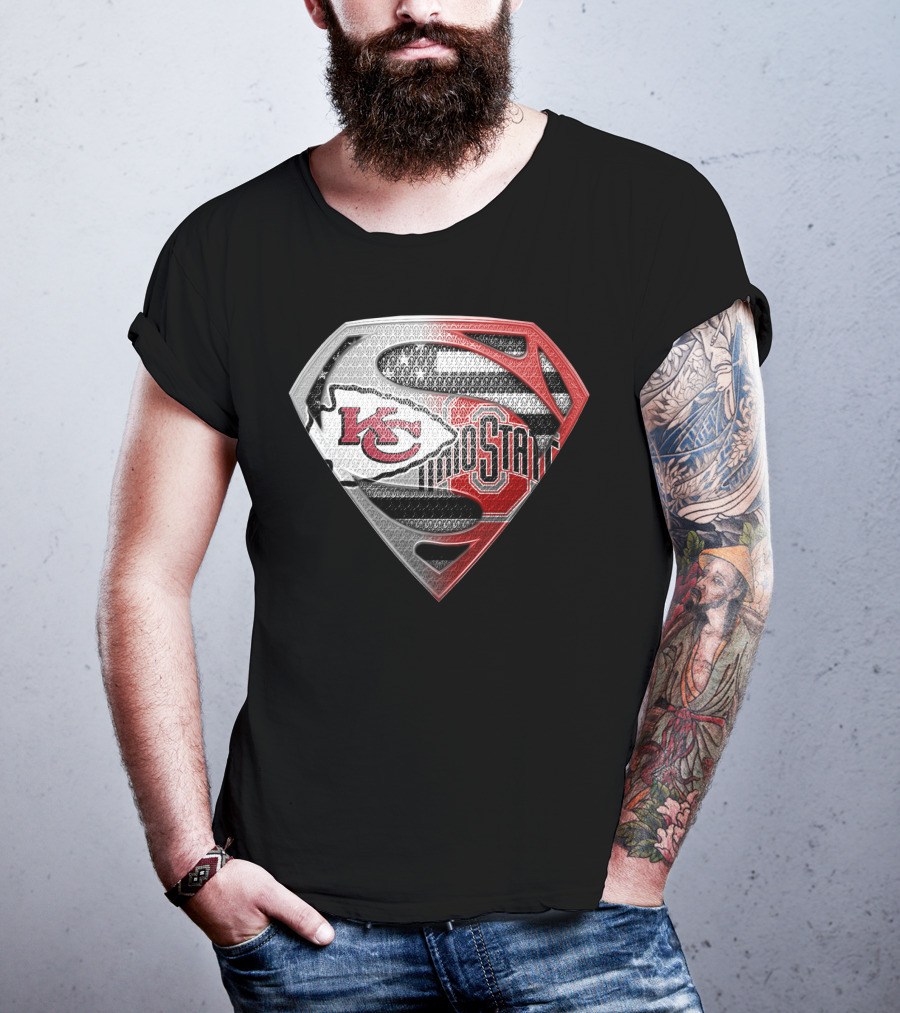 Kansas City Chiefs Ohio State Superman Logo Fusion T-Shirt