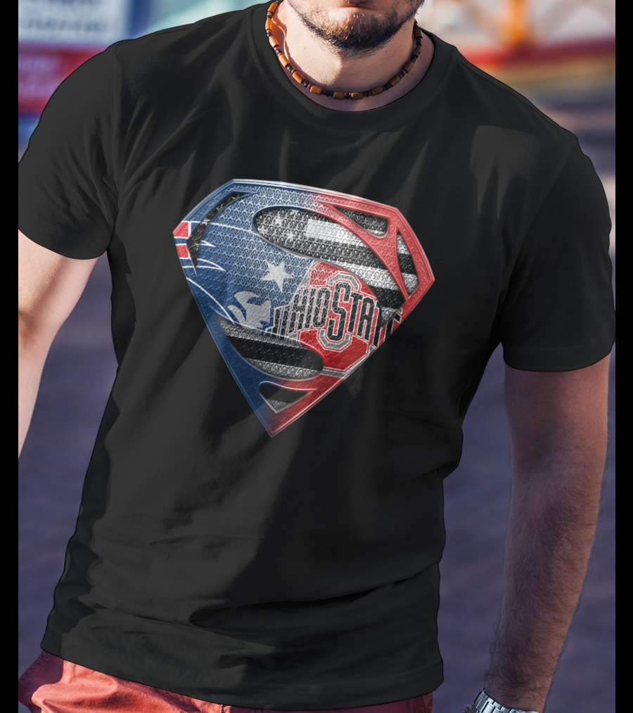 Ohio State Buckeyes Superman Logo With Stars And Stripes T-Shirt