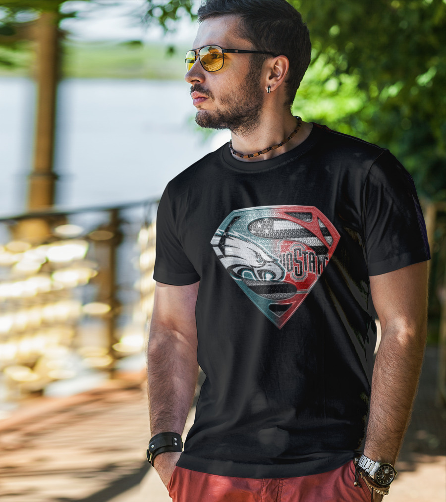 Philadelphia Eagles Ohio State Superman Shield T-Shirt