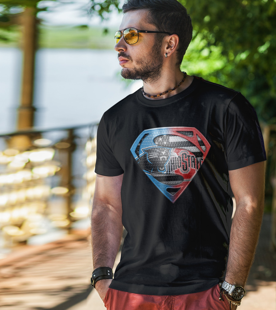 Carolina Panthers Ohio State Superman Shield T-Shirt