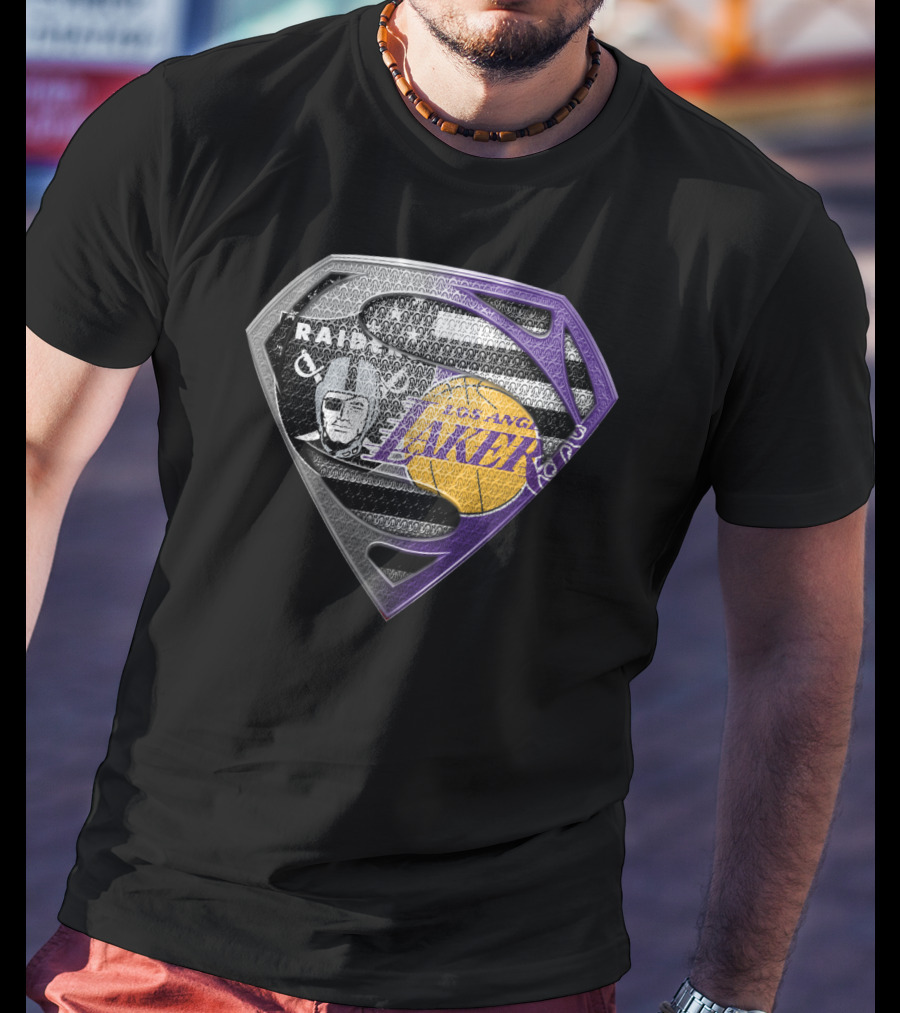 Los Angeles Lakers And Raiders Super Shield T-Shirt